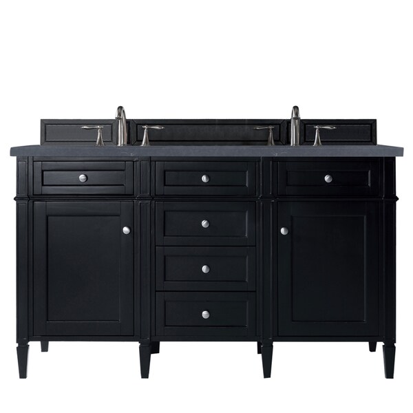 James Martin Vanities Brittany 60in Double Vanity, Black Onyx w/ 3 CM Charcoal Soapstone Quartz Top 650-V60D-BKO-3CSP - main